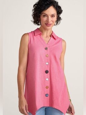 Soft Surroundings Danielle Button Sleeveless Tunic XSmall